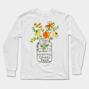 Happiness is being yaya floral gift Long Sleeve T-Shirt